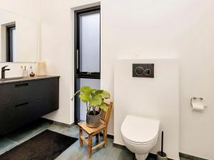 a bathroom with a toilet and a sink at 5 star holiday home in Frederikshavn-By Traum in Frederikshavn +32 photos