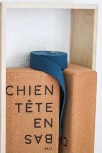 Una caja con una cinta azul encima. en Maison Tournesol en Gan