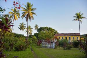 a house with palm trees in front of a yard at Pousada Jardim Lençóis in Lençóis