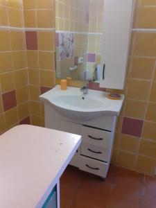 a bathroom with a white sink and a mirror at Villahaut in Le Robert