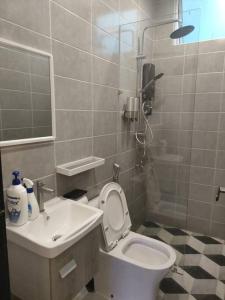 La petite salle de bains est pourvue de toilettes et d'un lavabo. dans l'établissement Homestay Sandakan SpringField, à Sandakan