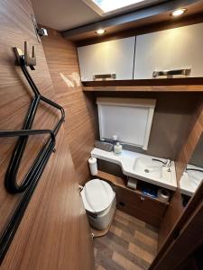 ein kleines Bad mit WC und Waschbecken in der Unterkunft London Explorers' Pod, Vaaroom in Romford