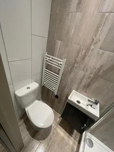 a bathroom with a toilet and a sink at Letzi private en-suite Near Wembley in London