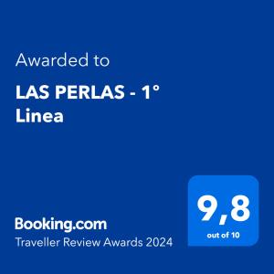 a screenshot of a cell phone with the text awarded to las perias linea at LAS PERLAS - 1º Linea in Denia