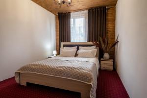 1 dormitorio con cama y ventana en Pipash en Dragobrat