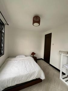 1 dormitorio con 1 cama y una luz en el techo en Bomani House en Arusha