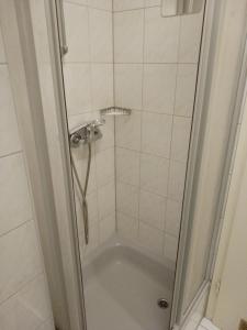 a shower in a bathroom with a tub at Apartment Preißelpöhl in Plauen