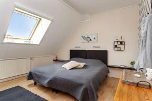 1 dormitorio con 1 cama grande en el ático en Bron van Rust en Siegerswoude