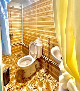 La salle de bains est pourvue de toilettes et d'un lavabo. dans l'établissement Hôtel Riad Atlas Dades, à Boumalne