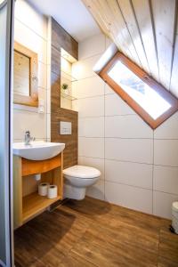 uma casa de banho com um lavatório e um WC em Sielski Zakątek em Zakopane