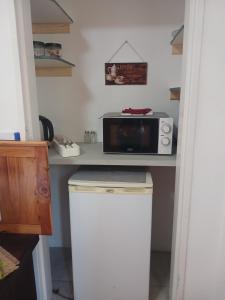 a kitchen with a counter with a microwave on it at Sweet Dreams Guest House Schweizer Reneke in Schweizer-Reineke