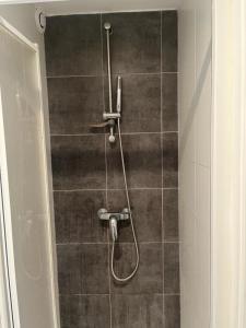 La salle de bains est pourvue d'une douche avec un tuyau. dans l'établissement Island of calm near Paris, à Pantin