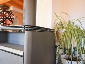 a refrigerator with two potted plants on a shelf at Chalet Orchidée by Interhome in Ovronnaz