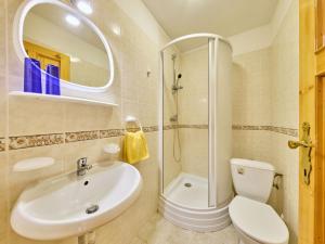 La salle de bains est pourvue d'un lavabo, d'une douche et de toilettes. dans l'établissement Apartment Villa Belvedere-6 by Interhome, à Janské Lázně