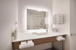 ein Bad mit einem Waschbecken und einem Spiegel in der Unterkunft Hampton Inn Clovis, Nm in Clovis