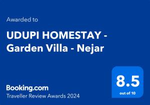 a blue sign with the words ugov homeaway garden villa nevar at UDUPI HOMESTAY - Garden Villa 5BHK in Udupi