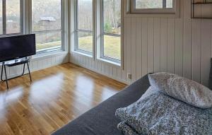 Kvåfjordにある4 Bedroom Gorgeous Home In Lindesnesのリビングルーム(ソファ、薄型テレビ付)