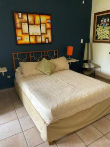 ein Schlafzimmer mit einem großen Bett in einem Zimmer in der Unterkunft Quinta Ángeles in Cuernavaca