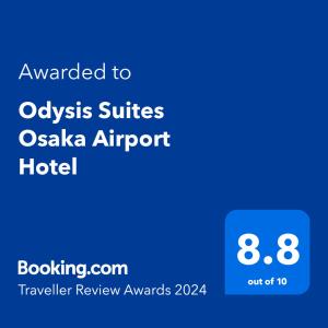 Certifikát, ocenenie alebo iný dokument vystavený v ubytovaní Odysis Suites Osaka Airport Hotel