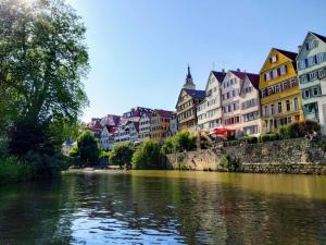 a group of buildings next to a river at Holiday apartment Wiedmann in Tübingen