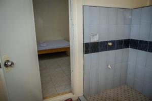 een badkamer met een douche, een toilet en een wastafel bij Fardesam - Budget Friendly Guest House in Siquijor