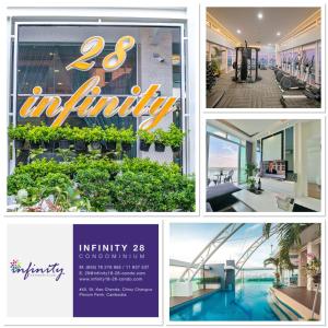 a collage of photos of a hotel with a sign at Infinity 28 Condominium in Phnom Penh