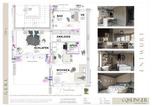 un collage de dibujos de una casa en Gerl Homes - adults only apartments en Wals