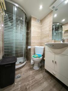 クサンティにあるPerikleous Apartmentのバスルーム(トイレ、シャワー、シンク付)