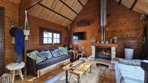 TV a/nebo společenská místnost v ubytování Chalet de Béon