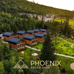 an aerial view of a resort in the mountains at Phoenix Relax Park in Bukovel