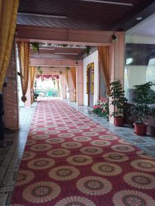 韋洛爾的住宿－ANNAI RESIDENCY，走廊上铺有红色和白色地毯