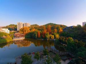 an aerial view of a river in a city at Chonpines Hotels·Qianxi Shuixi in Qianxi