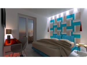 a rendering of a bedroom with a bed and a table at B&B Maiori Suites - New opening in June 2024 in Maiori
