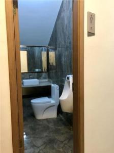 a bathroom with a toilet and a sink at Borrman Hotel Liuzhou Guizhong Avenue Liugao in Liuzhou