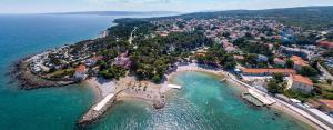 an aerial view of a small island in the water at Apartman Linda in Krk