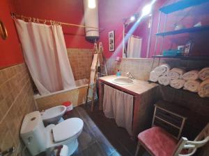 ein Badezimmer mit einem weißen WC und einem Waschbecken in der Unterkunft villa Pedriza II in Mataelpino