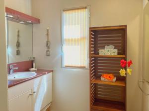 a bathroom with a sink and a mirror at Terracota - Spacieux et Chaleureux avec extérieur in Les Trois-Îlets +31 photos