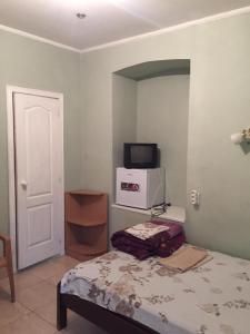 a bedroom with a bed and a tv on the wall at М.Арнаутская 33 in Odesa