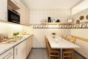 cocina con mesa y sillas en una habitación en Berolina Wohnung 218, en Dahme