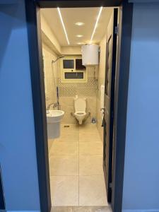 a bathroom with a toilet and a sink at Cairo apartment in Cairo