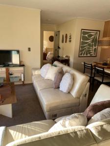 a living room with two couches and a television at Departamento Centro Curicó in Curicó