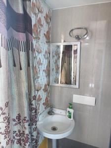 a small bathroom with a sink and a mirror at Guru Residency Pondicherry in Puducherry +60 photos