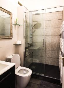 a bathroom with a shower and a toilet and a sink at L'amoureux - terrasse et climatisation coeur de ville in Montpellier