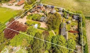 an aerial view of a house with a yard at Hunston Mill Self Catering Dog Friendly in Chichester