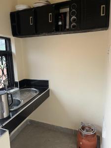 a kitchen with a sink and a counter at Beautiful 1-Bed Apartment in Gulu in Gulu
