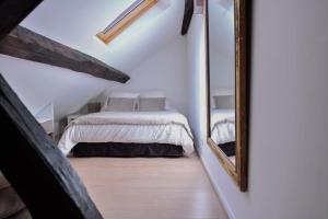a bedroom with a bed and a mirror at Saint-Germain-des-Pr&eacute;s in Paris in Paris