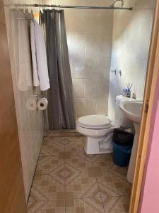 ein Bad mit einem WC und einem Waschbecken in der Unterkunft Alex in Real de Catorce
