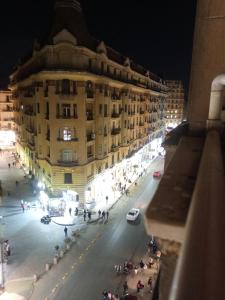 a view of a large building at night at Trafiko in Cairo