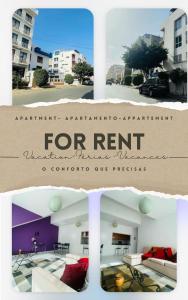 un collage de cuatro fotos de un cartel de alquiler en Apartamento Oliveira House Rent, en Praia