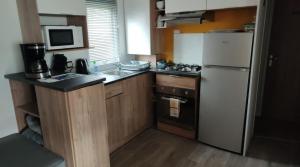 Kuchyň nebo kuchyňský kout v ubytování Camping des Dunes de Contis mobilhome 3ch,